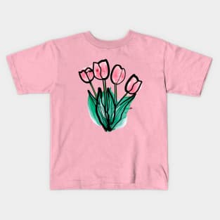 watercolor pink tulips Kids T-Shirt